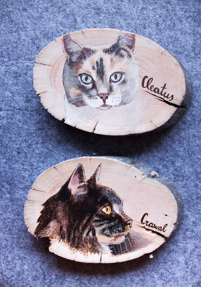 I Mix Wood-Burning Technique With Acrylic Painting To Make Pet Portraits