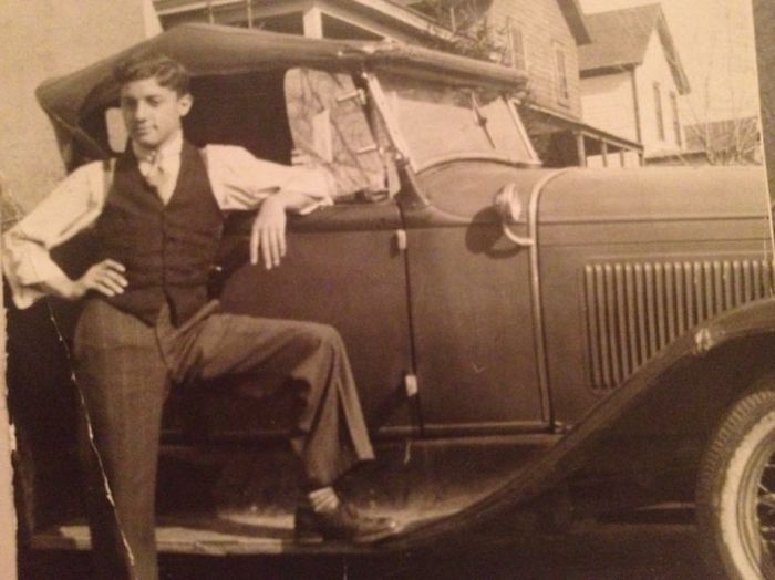 Italian-american Teen, Al Amendolare, With His Father's Truck
