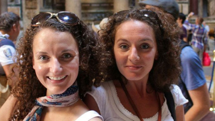 My Wife (left) Met Her Doppelgänger On Our Holiday In Rome.