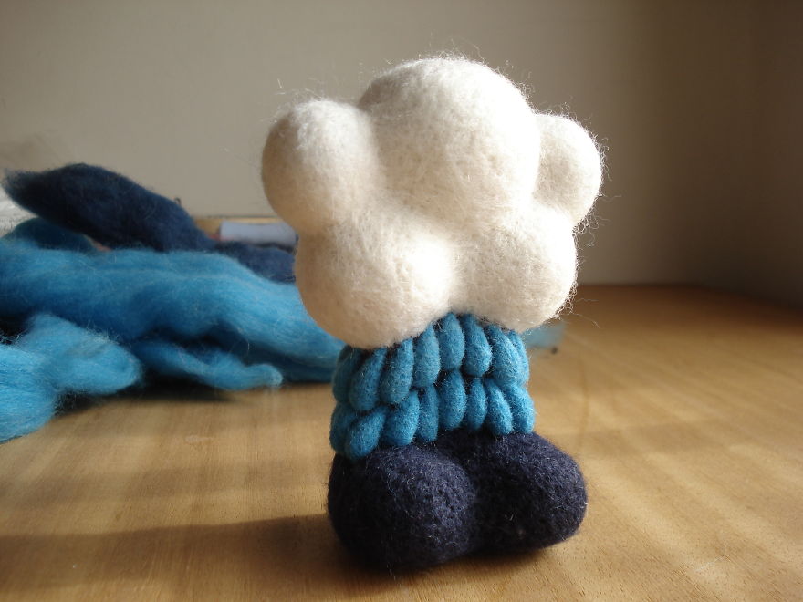It Took Me 82 Felted Rain Drops To Make This Art Toy Legs...