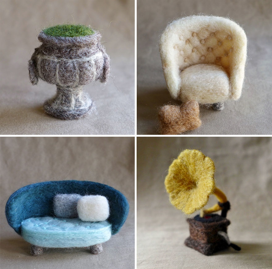 I Felt Tiny Antique Furniture From Wool