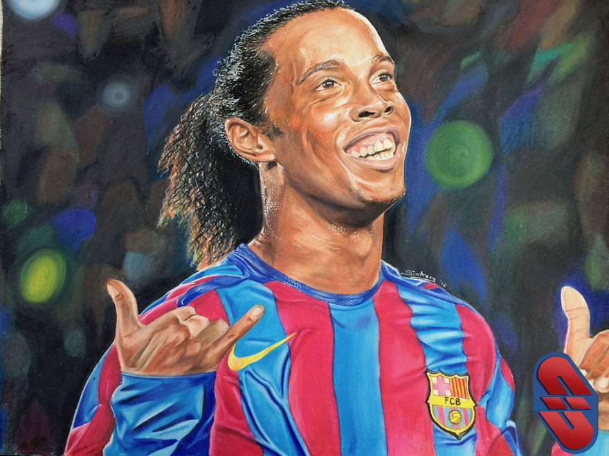 Ronaldinho.. The Magician, The Legend! Stepwise Color Pencil Drawing Progress..
