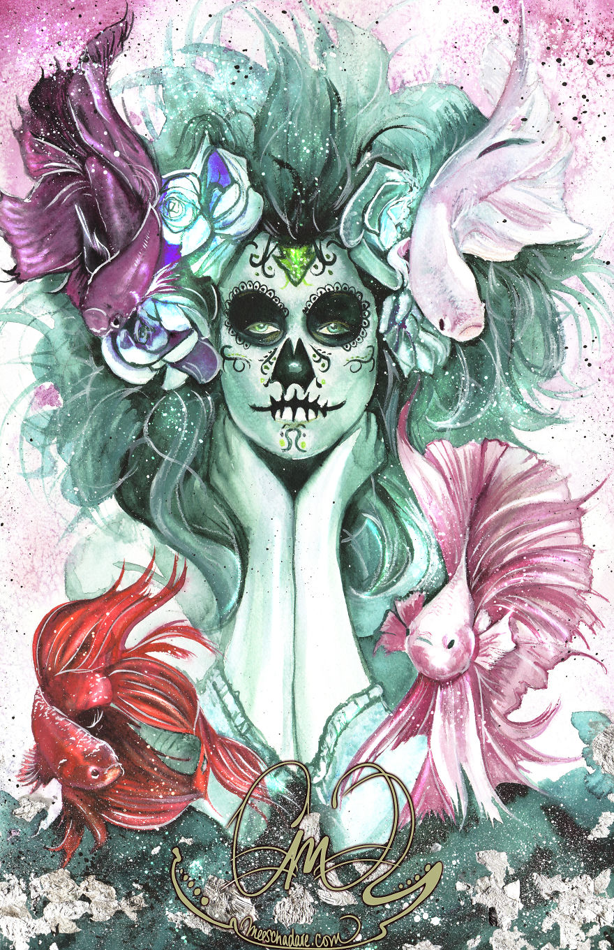 I Created A Realistic Day Of The Dead Watercolor Painting