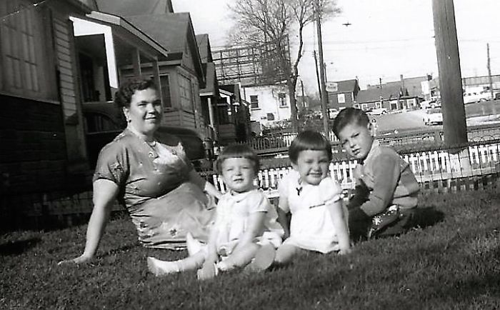 Sitting On The Lawn Of Our Very First House In Canada, 1956.