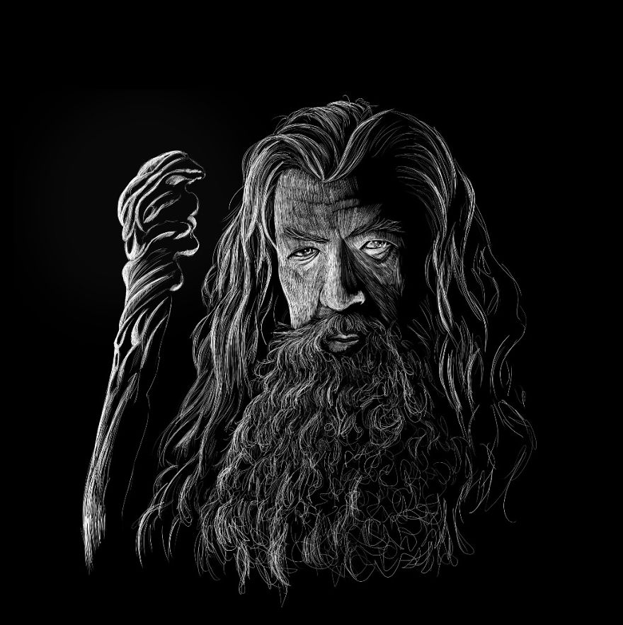 Artist Creates Amazing Lord Of The Rings Scratchboard Art
