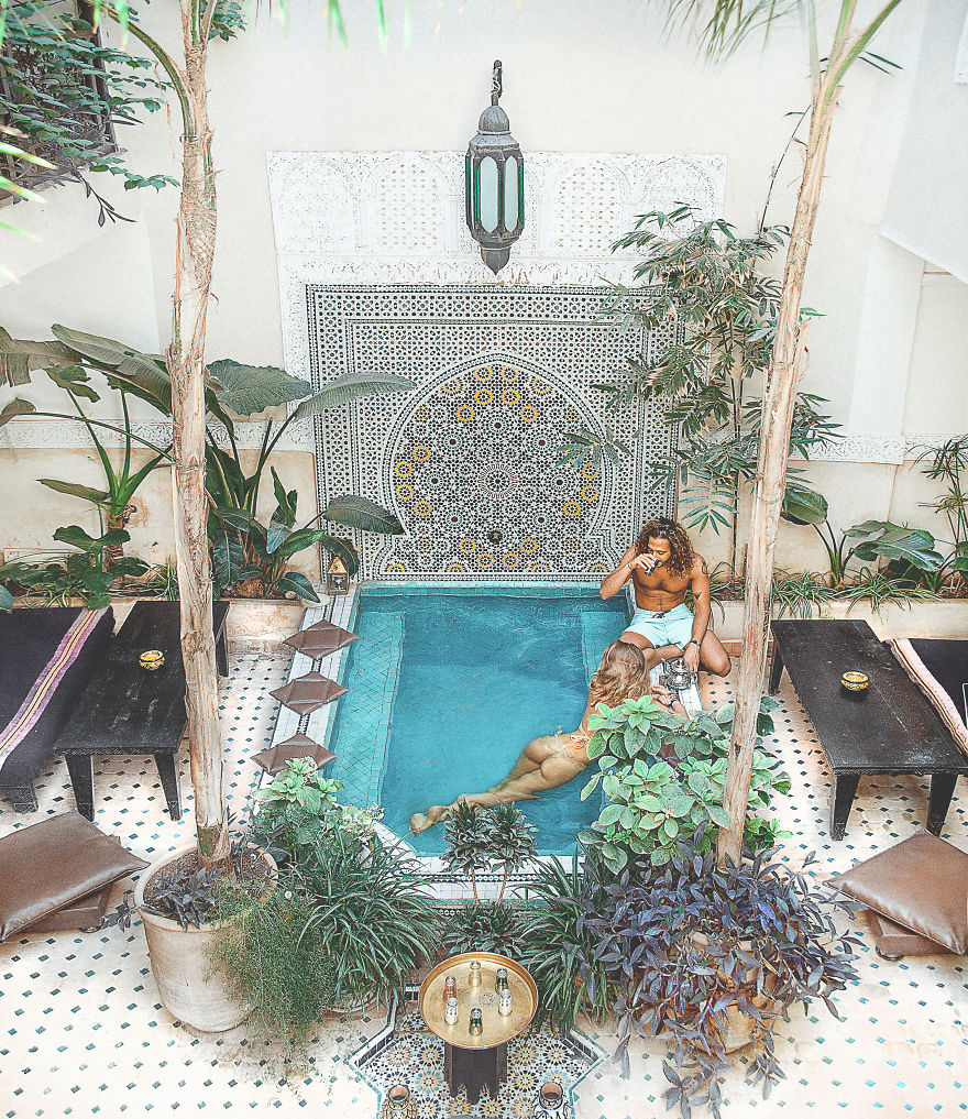 Marrakech, Morocco. Spending Mornings With Traditional Mint Tea And Dips In The Pool