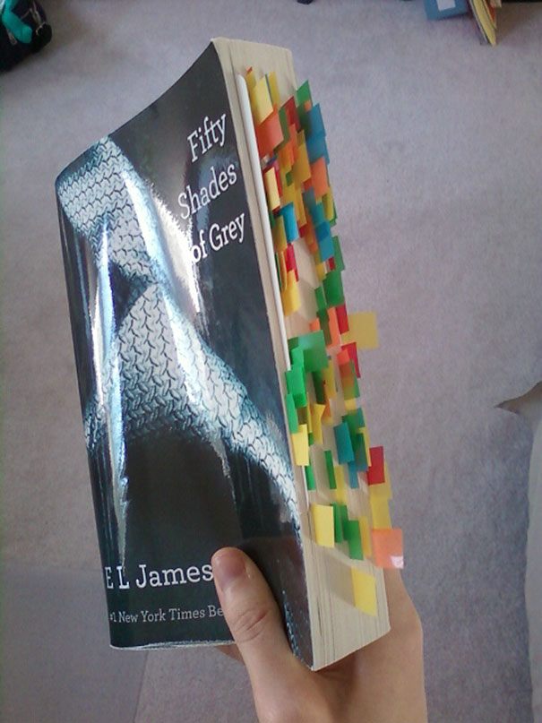 My Moms Copy Of Fifty Shades Of Grey. I Dare Not Look At What Those Bookmarks Represent