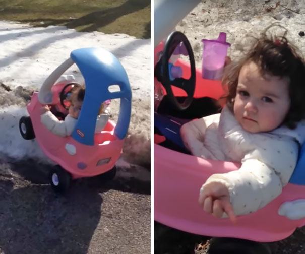 Dad Catches Daughter Drinking And Driving In Cozy Coupe