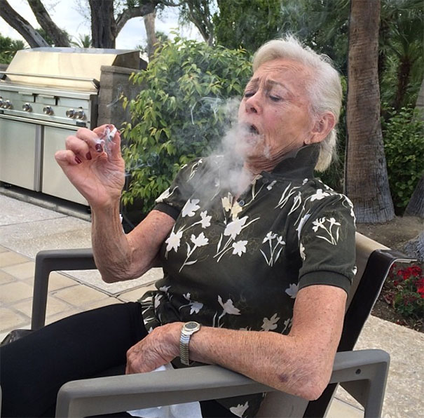 This Is A Picture Of My 86 Year-Old Grandma Smoking Weed For The First Time
