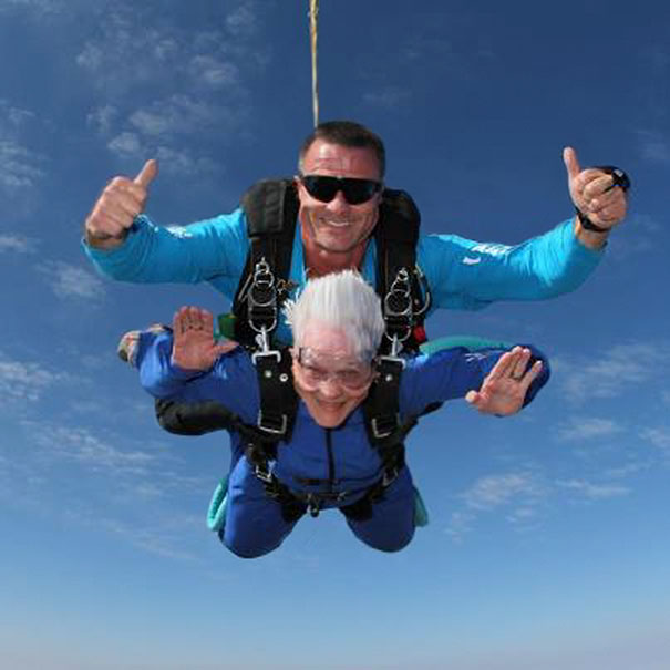 Here's A Picture Of My 83 Year Old Grandma Mid-Skydive