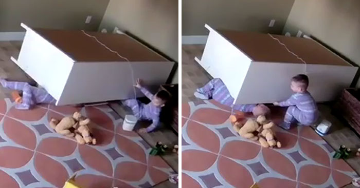 2-Year-Old Rescues His Twin Brother From Under A Fallen Dresser (After Doing Something Ridiculous)