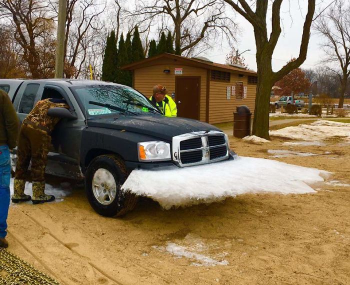 Here's A Truck That Was Fished Out Of A Frozen Lake