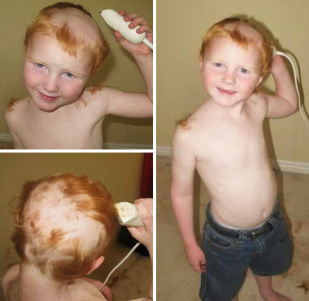 He Wanted His Hair To Match His Daddy's! I Found Him In The Playroom With My Peanut Trimmers Cutting Off All His Pretty Red Hair