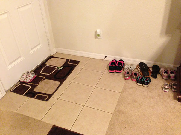 I Told My 2 Year Old To Put Her Shoes By The Front Door. She Takes Me Very Literally Sometimes