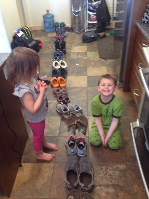 I Asked The Kids To Organize The Shoes. They Did What I Said