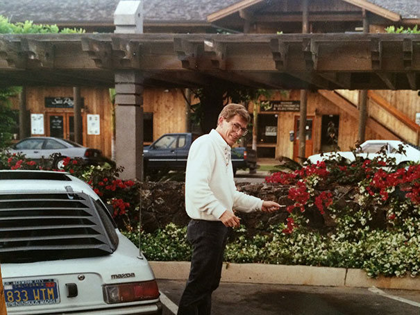 A Picture Of My Dad After His Car Was Stolen On My Parents Honeymoon