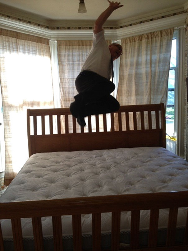 My Parents Got Their First King Sized Bed Today. My Dad Had The Delivery Guy Take This Picture...