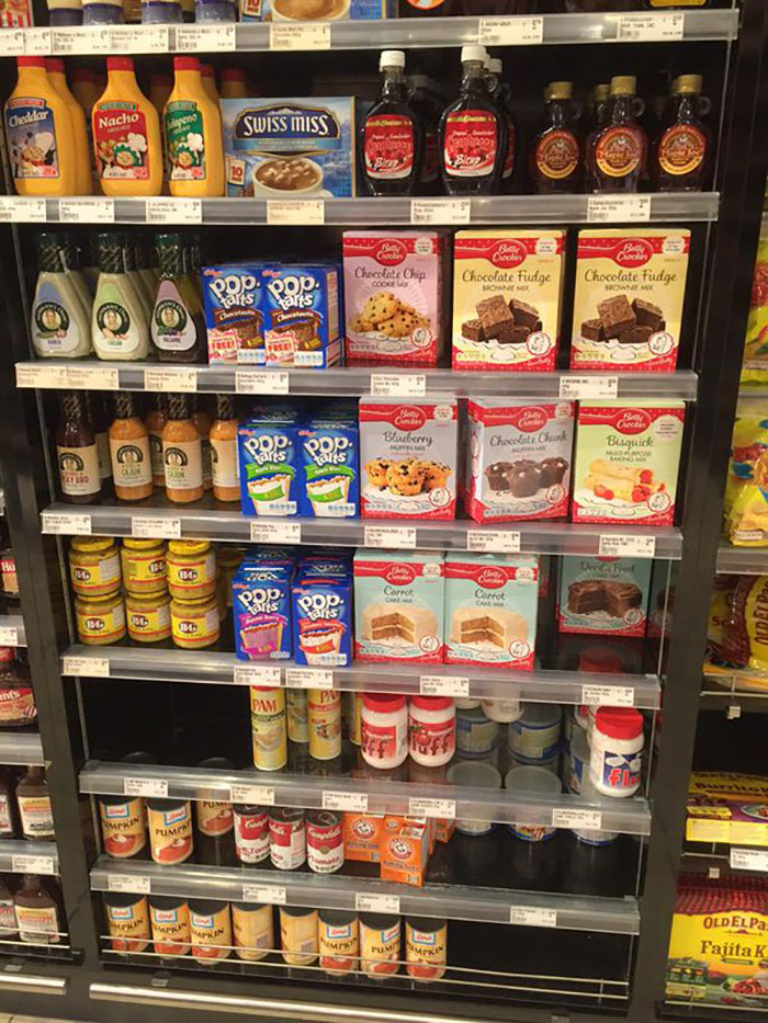 The "usa" Section At The Local Galleria Upscale Grocery. Note: Poptarts, Swiss Miss, Syrup. Basically, Diabetes.