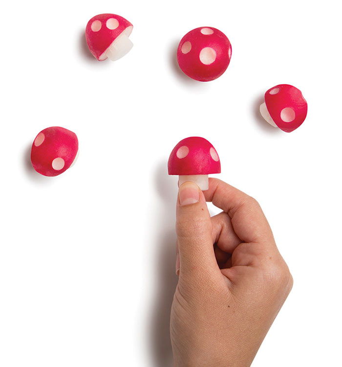 This Kitchen Tool Creates Mario Power-Up Mushrooms Shapes From Radishes