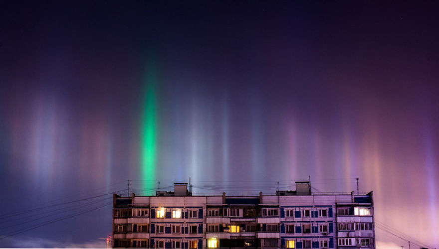 Light Pillars In Moscow, Russia