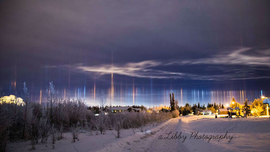 Light Pillars Over Alaska