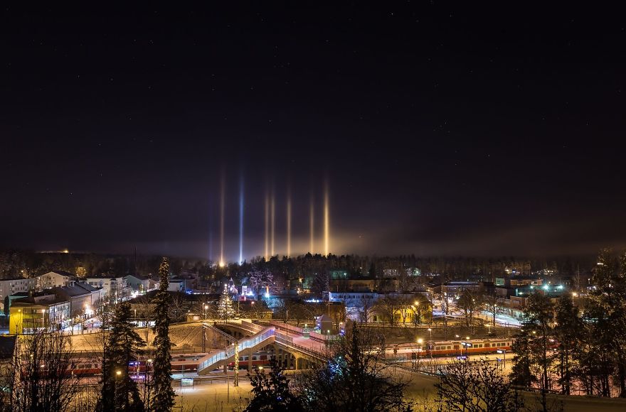 Light Pillars In Southern Finland