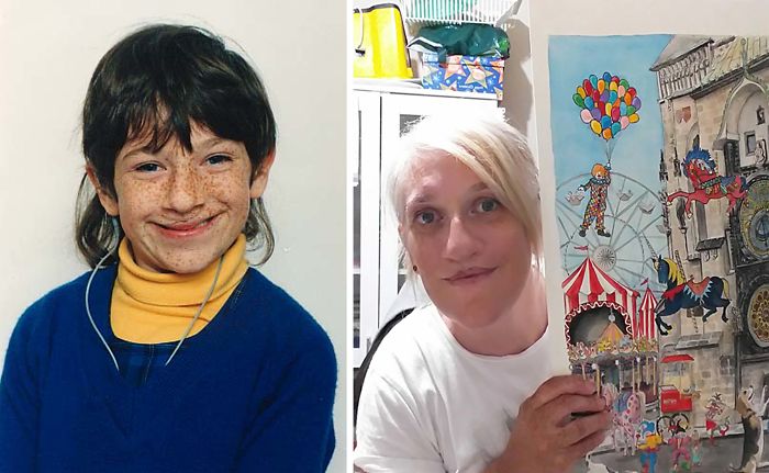 Me In 1987 And Me In 2016 Holding An Artwork. Yes I Am Naturally Blond Now :)
