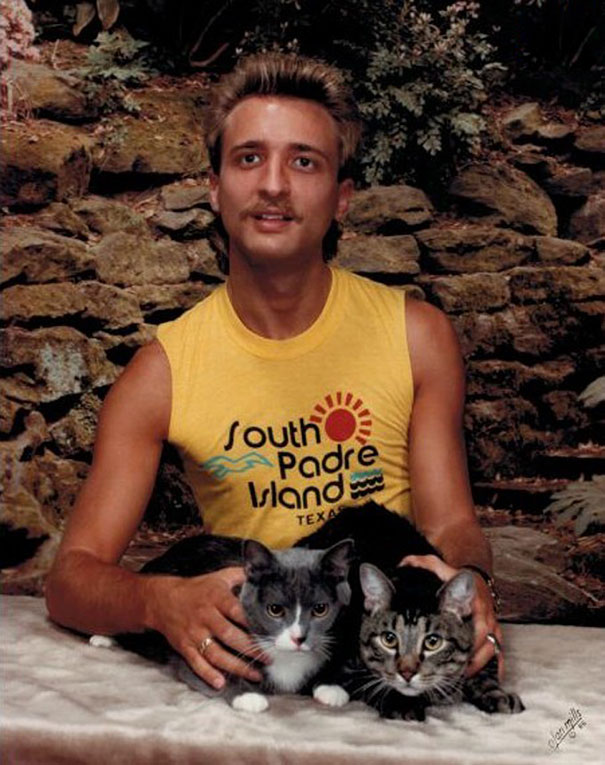 Men Posing With Cats