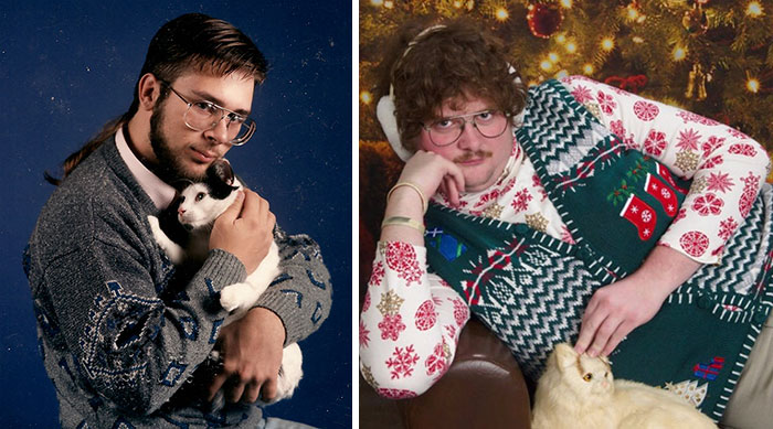 28 Awkward Vintage Photos Of Men Posing With Their Cats