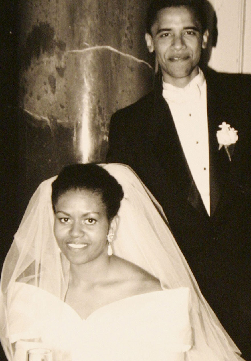 Barack Obama And Michelle Obama In A Family Snapshot From Their Wedding Day, Oct. 18, 1992