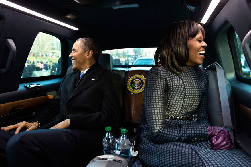Barack Obama And Michelle Obama Ride In The Inaugural Parade In Washington, D.C., Jan. 21, 2013