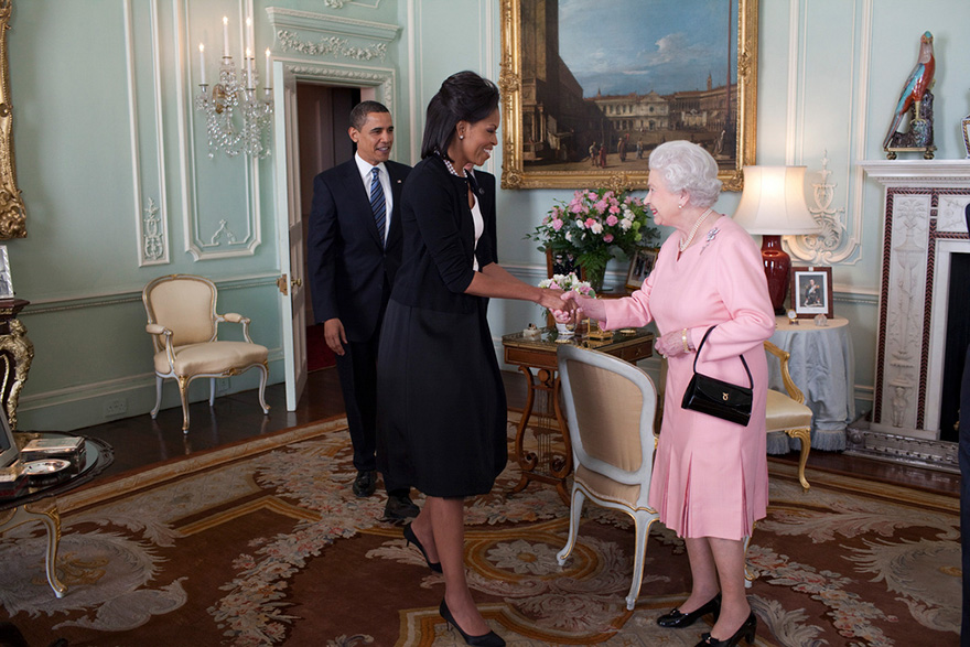 Michelle And Barack Greet Queen Elizabeth II