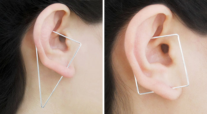 Minimalist Geometric Earrings That Create A Beautiful Illusion When You Put Them On