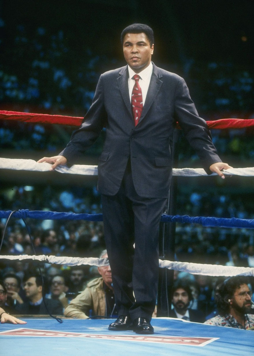 Muhammad Ali Looks On During A Bout Between Evander Holyfield And George Foreman At Caesar's Palace In Las Vegas, Nevada, April 9, 1991