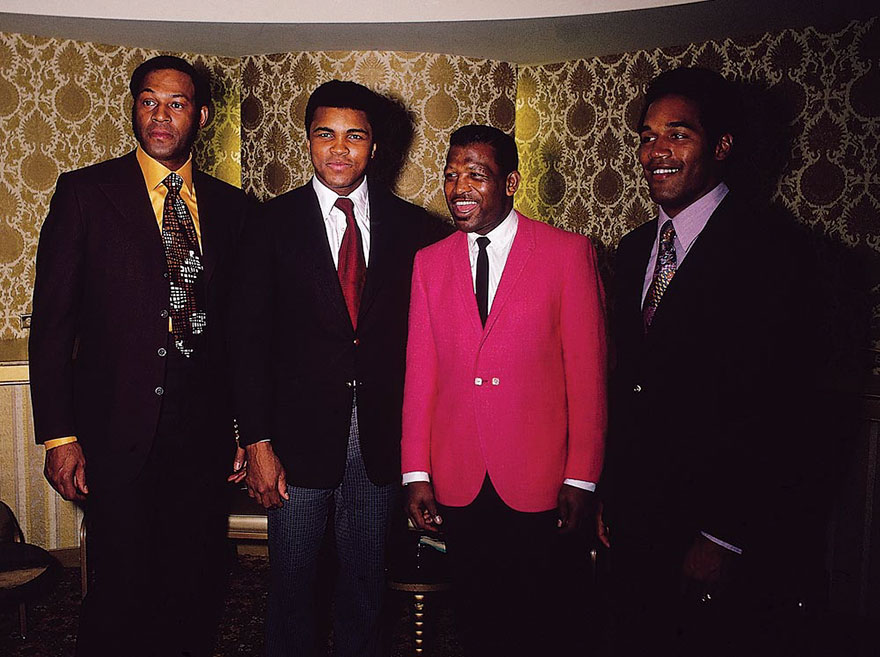 Muhammad Ali Is Photographed With Basketball Player Elgin Baylor, Boxing Legend Sugar Ray Robinson, And Football Star O. J. Simpson In January Of 1971