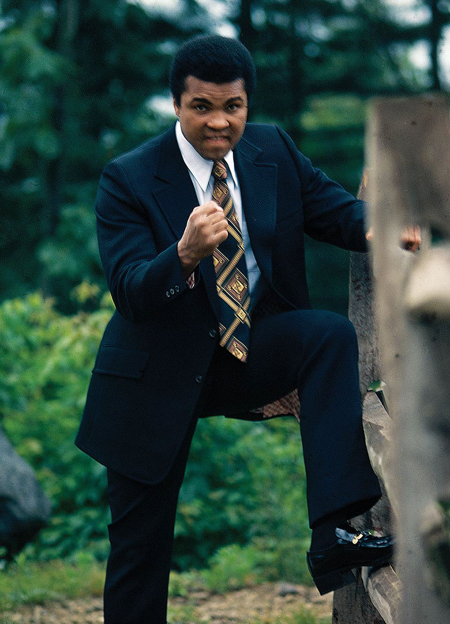 Muhammad Ali Is Photographed Demonstrating His Signature Fighting Stance At His Deer Lake, Pa Training Camp In July Of 1974