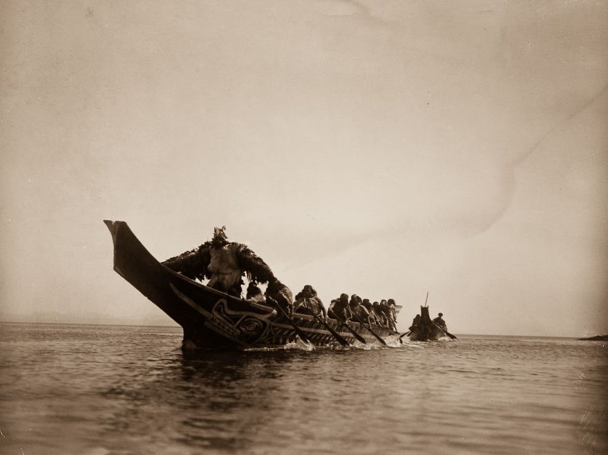 Kwakiutl People In Canoes In British Columbia, 1914