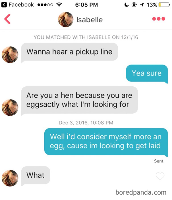woman flirting with a man using an egg pun 