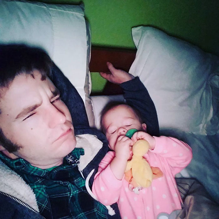 Her Had A Nightmare And Insisted On Staying In Daddy's Room
