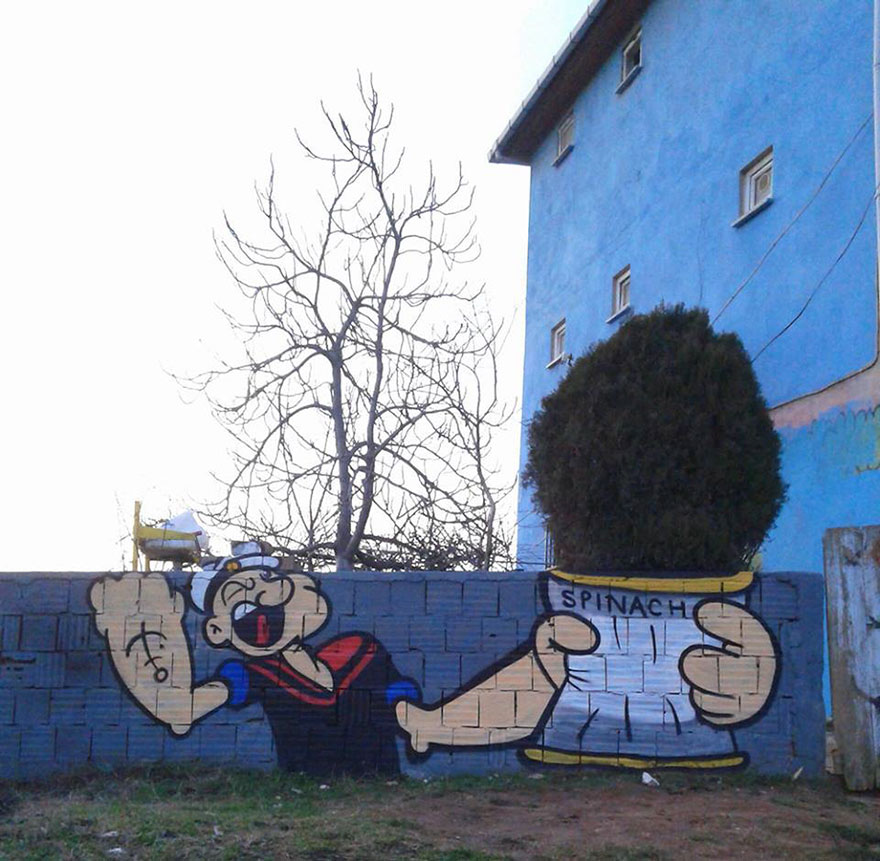 Clever Popeye Street Art In Istanbul By Semi O.K