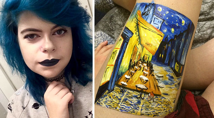 Teen Recreates Van Gogh Painting On Her Leg Instead Of Self-Harming
