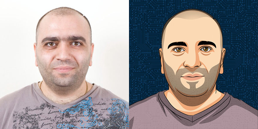 Designer Levon Gavalian Turned His Friend Photos To Cool Looking Avatars.