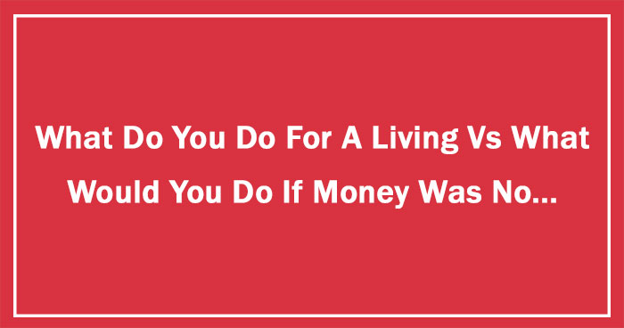 What Do You Do For A Living Vs What Would You Do If Money Was No Object?
