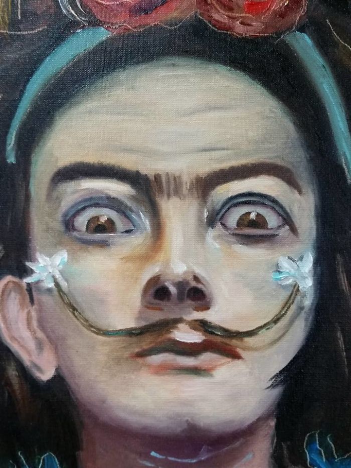 I Merged Salvador Dali And Frida Kahlo In My Painting