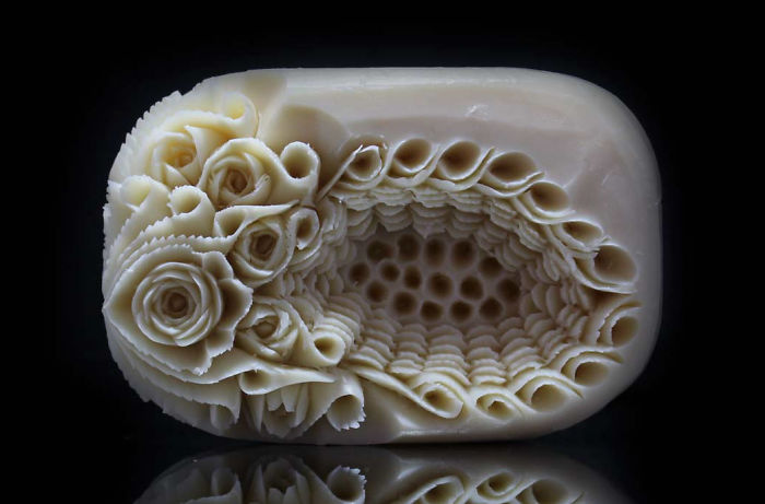 28 Soap Hand Carved By The Carving Artist Daniele Barresi. World Champion Of Carving Fruit And Vegetable And World Judge In Taiwan