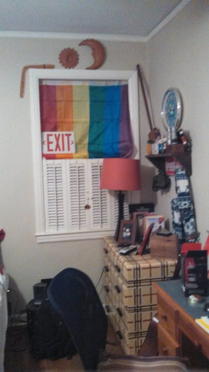 Came Home Today To Find My Grandma Bought Me This Flag And Hung It From My Window. I'm Not Gay