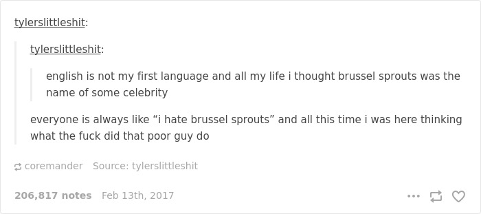 English language joke about brussel sprouts 