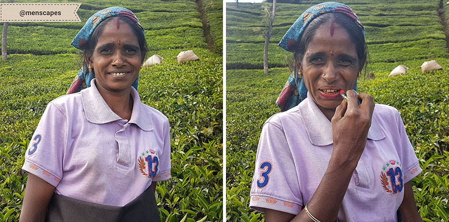 Before & After Photos Of Beautiful Women In Sri Lanka Were Gifted A Red Lipstick