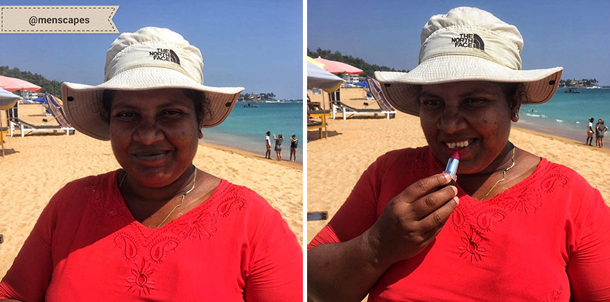 Before & After Photos Of Beautiful Women In Sri Lanka Were Gifted A Red Lipstick
