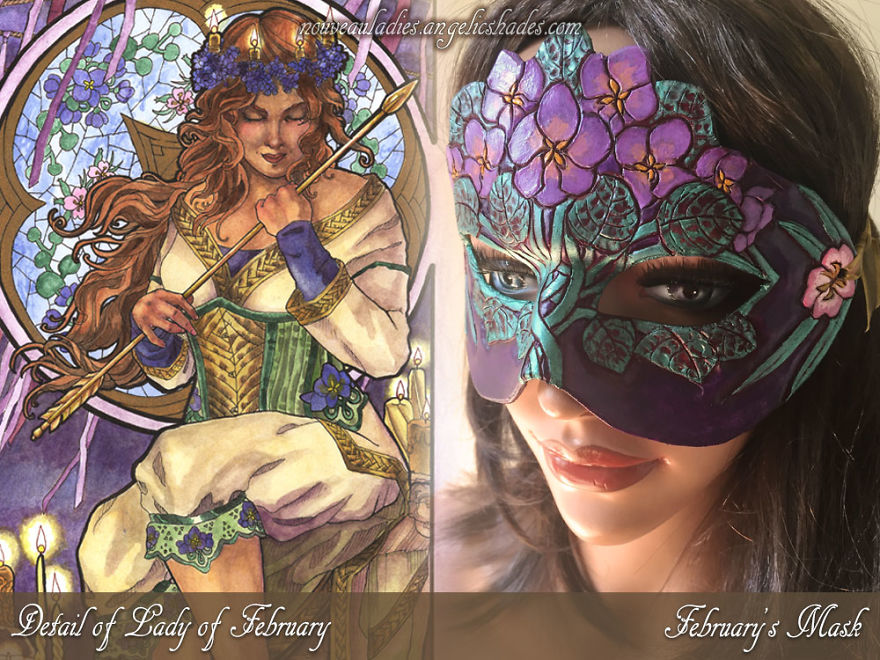 I Crafted A Mask With Violet Birth Flowers Out Of Leather